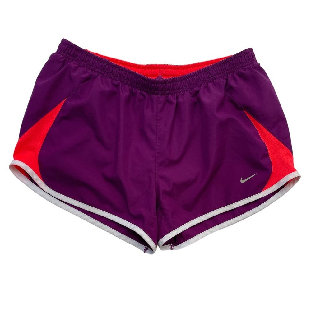 NIKE Women's Dri-Fit Running Shorts Purple Pink Size Medium Brief Lined 3-Inch